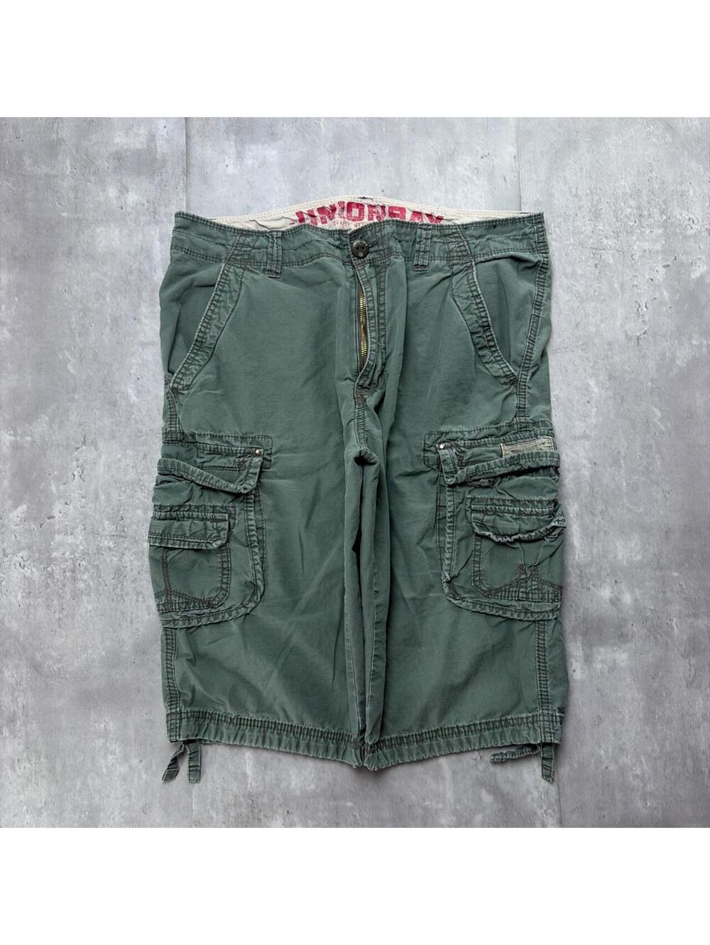 Y2K Olive Green Union Bay Grunge Baggy Skater Cargo Shorts